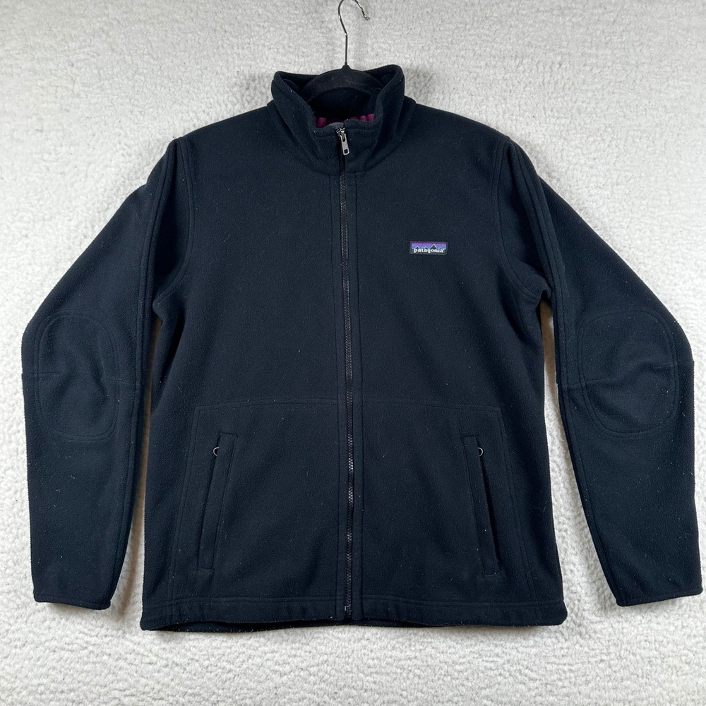 Patagonia Synchilla Fleece Jacket Womens Full Zip Elbow Patch M Black Outdoor